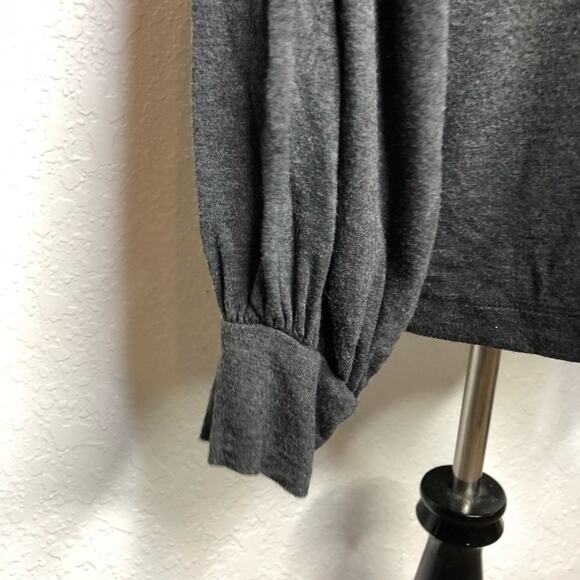 Cabi Elegant Tee charcoal gray collared v neck knit top size Large #4258 - Picture 14 of 15